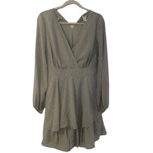 JAPNA pale sage green polka dot mini dress. Size Large
